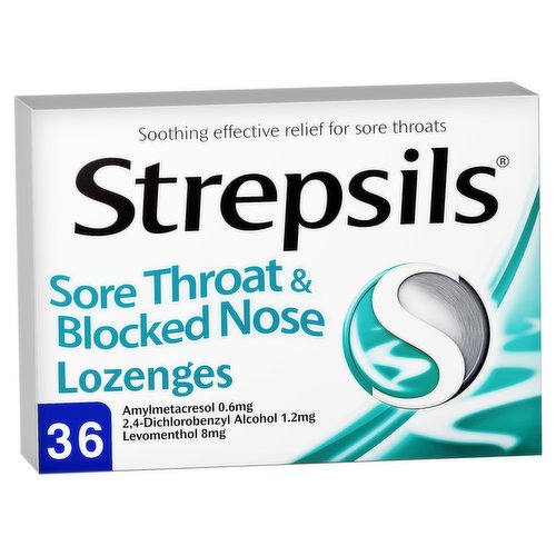 Strepsils Sore Throat & Blocked Nose Lozenges 36s