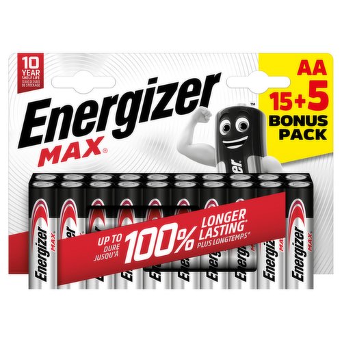 Energizer Max AA Batteries, Alkaline, 20 Pack