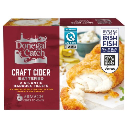 Donegal Catch 2 Craft Cider Battered Atlantic Haddock Fillets 270g