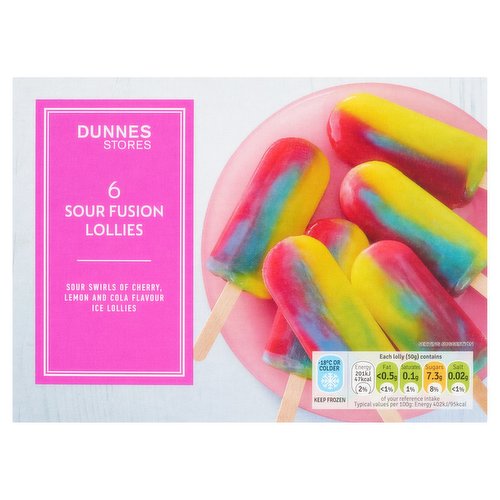 Dunnes Stores Sour Fusion Lollies 6 x 50g (300g)