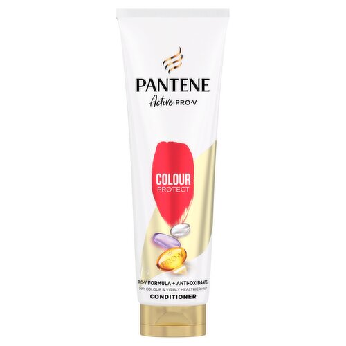 <b>Features</b><br/>SUPERIOR CONDITIONING TREATMENT FORMULA: unique Pro-V blend with strengthening lipids + protective anti-oxidants. Now enriched with 2x the nutrients<br/>Protects coloured or highlighted hair against styling damage and infuse your hair with healthy shine and vibrancy<br/>HAIR TYPE: this Pantene hair conditioner is for coloured hair<br/>GOOD FOR YOU AND FOR THE PLANET: 0% mineral oils, 0% colourantss and recyclable tube<br/>Hair product tested by the Swiss Vitamin Institute<br/><br/><b>Pack Size</b><br/>275Mililiters ℮<br/><br/><br/><b>Ingredients</b><br/>Aqua<br/>Cetyl Alcohol<br/>Stearamidopropyl Dimethylamine<br/>Glycerin<br/>Stearyl Alcohol<br/>Glutamic Acid<br/>Bis-Aminopropyl Dimethicone<br/>Parfum<br/>Benzyl Alcohol<br/>Sodium Benzoate<br/>Citric Acid<br/>Disodium EDTA<br/>Panthenol<br/>Panthenyl Ethyl Ether<br/>Histidine<br/>Hexyl Cinnamal<br/><br/><b>Safety Warning</b><br/>Not Applicable<br/><br/><b>Storage Type</b><br/>Ambient<br/><br/><b>Preparation and Usage</b><br/>Apply to the length of your hair and work your way up to the roots. Rinse out thoroughly.<br/><br/>Country of Origin - France<br/>Packed In - France<br/><br/><b>Telephone Helpline</b><br/>0800 0283578<br/><br/><b>Return To</b><br/>Procter & Gamble UK, Weybridge, Surrey KT13 0XP, UK<br/><br/>