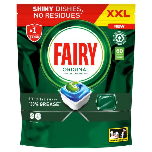 Fairy Original All In One Dishwasher Tablets, Regular, 60 Tablets