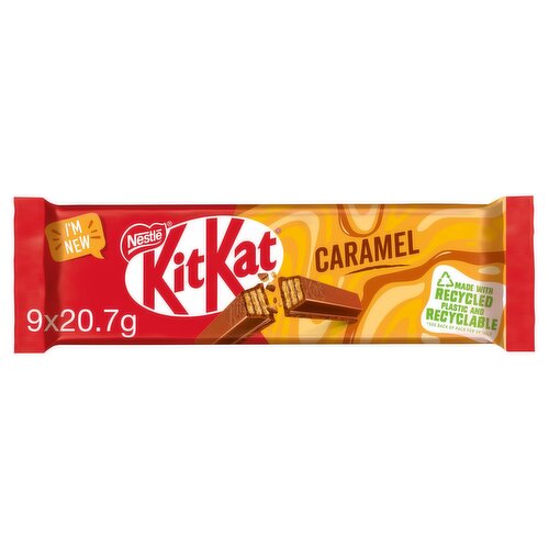 Kit Kat 2 Finger Caramel Chocolate Biscuit Bar Multipack 9 Pack 20.7g