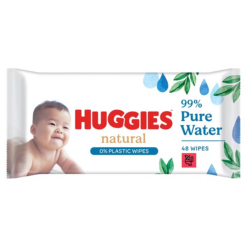 Huggies Natural 0% Plastic Baby Wipes 48 Wipes