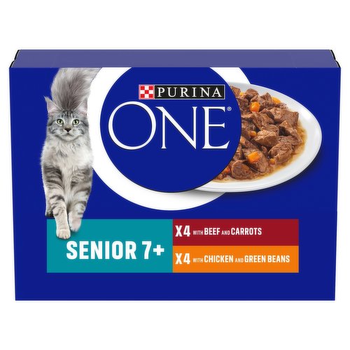 PURINA ONE Senior 7+ Mini Fillets Chicken and Beef Wet Cat Food 8x85g