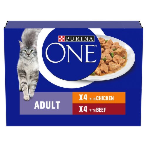 PURINA ONE Mini Fillets Chicken and Beef Wet Cat Food 8x85g