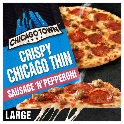 Chicago Town Crispy Thin Sausage and Pepperoni Pizza 431g