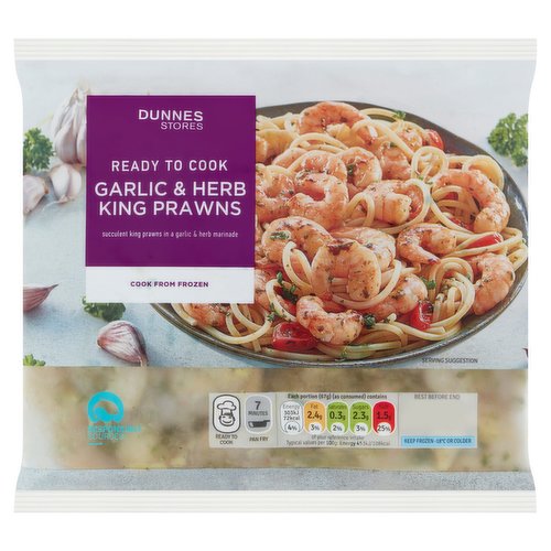 Dunnes Stores Ready to Cook Garlic & Herb King Prawns 270g