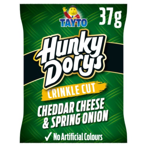 Tayto Hunky Dorys Crinkle Cut Cheddar Cheese & Spring Onion Flavour Potato Crisps 37g