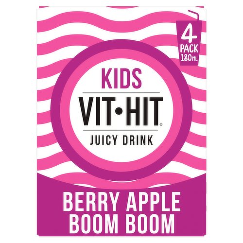 Apple Raspberry Still Drink with Added Vitamins, Sweetness from Apples and Sweetener from Natural Sources.<br/><br/><b>Nutritional Claims</b><br/>Low Sugar, Naturally<br/>No added sugar<br/><br/><b>Features</b><br/>Packed with 9 Vitamins<br/>Juice + Water + Vits with No Nasty Bits<br/>All Natural Blend of Apple and Berry Juices with Still Water & Added Vitamins<br/>75% Less Sugar than Juice, Now That's Juicy!<br/>9 Essential Vitamins<br/>D-Fence with Added Vitamin D<br/>No Nasties<br/>Low Sugar, Naturally<br/><br/><b>Lifestyle</b><br/>No Added Sugar<br/><br/><b>Pack Size</b><br/>180ml ℮<br/><br/><br/><b>Ingredients</b><br/>Water<br/>Sweetening Concentrate from Apple<br/>Natural Flavour Enhancers: Erythritol and Magnesium Chloride<br/>Natural Watermelon Flavouring<br/>Apple Juice from Concentrate (1,9%)<br/>Elderberry Juice from Concentrate (1%)<br/>Acid: Citric Acid<br/>Vitamin Mixture (Vitamin C, Niacin, Pantothenate, Vitamin B6, Thiamin, Folic Acid, Biotin, Vitamin D, Vitamin B12)<br/>Natural Stabiliser: Pectin<br/>Sweetened from Natural Sources: Steviol Glycosides<br/>Raspberry Juice from Concentrate (0,1%)<br/><br/><b>Number of Units</b><br/>4<br/><br/><b>Storage Type</b><br/>Ambient<br/><br/><b>Storage</b><br/>Keep cool & out of direct sunlight. Once open keep refrigerated and consume within 1 day of opening. See top of box for best before details.<br/><br/><b>Preparation and Usage</b><br/>Shake well before consuming.<br/><br/><b>Company Name</b><br/>VitHit Ltd / VitHit UK Ltd<br/><br/><b>Company Address</b><br/>VitHit Ltd,<br/>
Kingram Mews,<br/>
6 Kingram Place,<br/>
Dublin 2,<br/>
Ireland.<br/>
<br/>
VitHit UK Ltd,<br/>
1 Filament Walk,<br/>
Unit LU 403,<br/>
Wandsworth.<br/>
SW18 4GQ,<br/>
UK.<br/><br/><b>Durability after Opening</b><br/>Consume Within - Days - 1<br/><br/><b>Web Address</b><br/>www.vithit.com<br/><br/><b>Return To</b><br/>VitHit Ltd,<br/>
Kingram Mews,<br/>
6 Kingram Place,<br/>
Dublin 2,<br/>
Ireland.<br/>
<br/>
VitHit UK Ltd,<br/>
1 Filament Walk,<br/>
Unit LU 403,<br/>
Wandsworth.<br/>
SW18 4GQ,<br/>
UK.<br/>
www.vithit.com<br/>
Email: info@vithit.com<br/>