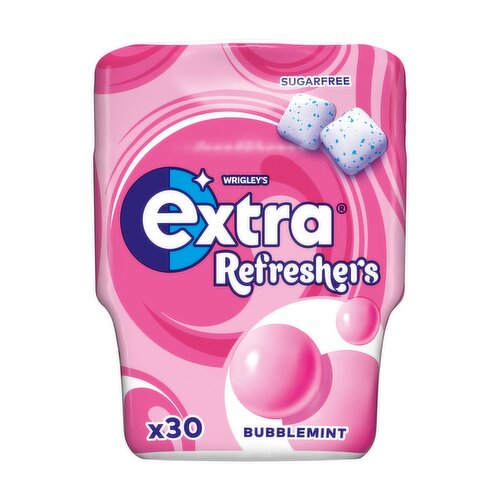 Extra Refreshers Bubblemint Sugar Free Chewing Gum Bottle 30 Pieces