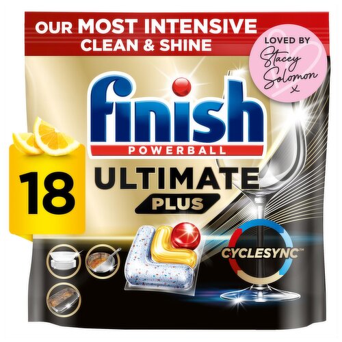 Finish Ultimate Plus Intensive Clean & Shine Dishwasher Tablets Lemon - 18 Tabs