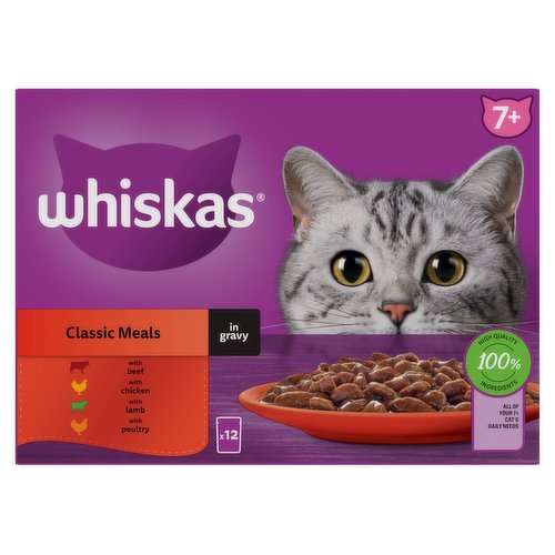 Whiskas 7+ Classic Meals in Gravy 12 x 85g (1.02kg)