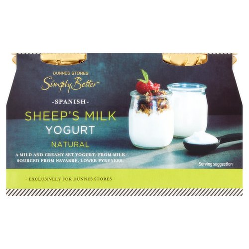 Dunnes Stores Simply Better Spanish Sheep's Milk Yogurt Natural 2 x 115g (230g)