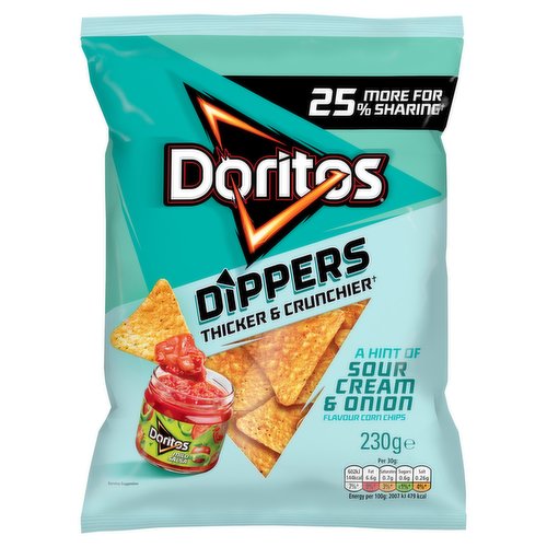 Doritos Dippers Hint of Sour Cream & Onion Sharing Tortilla Chips Crisps 230g