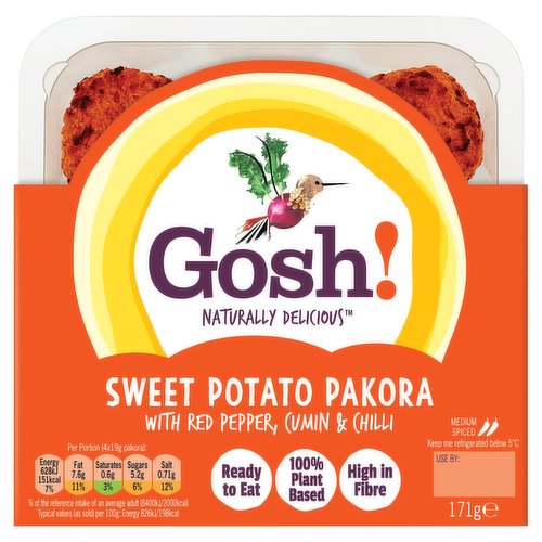 Gosh! Sweet Potato Pakora with Red Pepper, Cumin & Chilli 171g