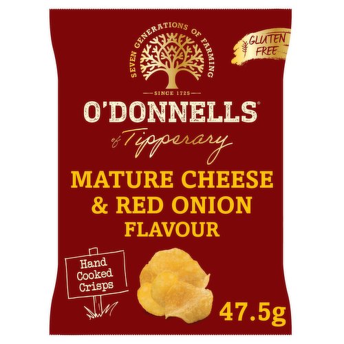 O'Donnells Mature Cheese & Red Onion Flavour Hand Cooked Crisps 47.5g