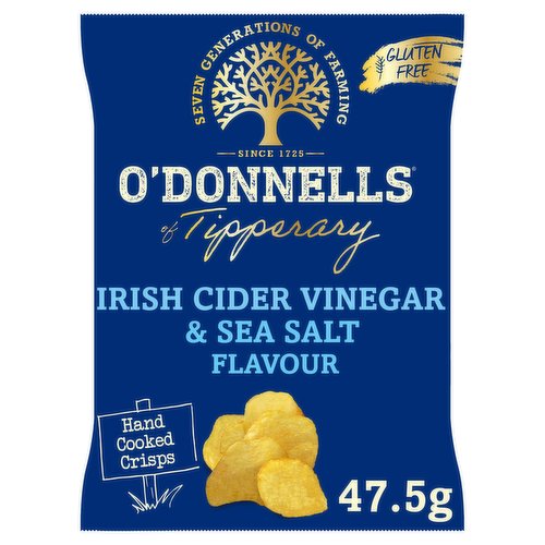 O'Donnells of Tipperary Irish Cider Vinegar & Sea Salt Flavour Hand Cooked Crisps 47.5g