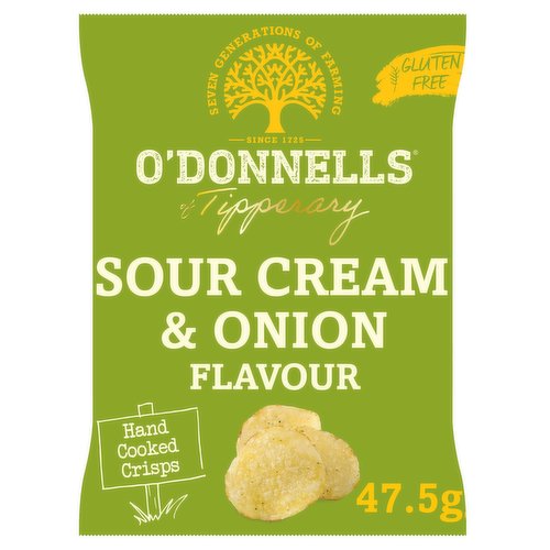 O'Donnells Sour Cream & Onion Flavour Hand Cooked Crisps 47.5g