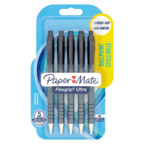 Paper Mate Flexgrip Ultra Retractable Ballpoint Pens | Medium Point (1.0mm)  | Black | 5 Count