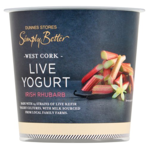 Dunnes Stores Simply Better West Cork Live Yogurt Irish Rhubarb 350g