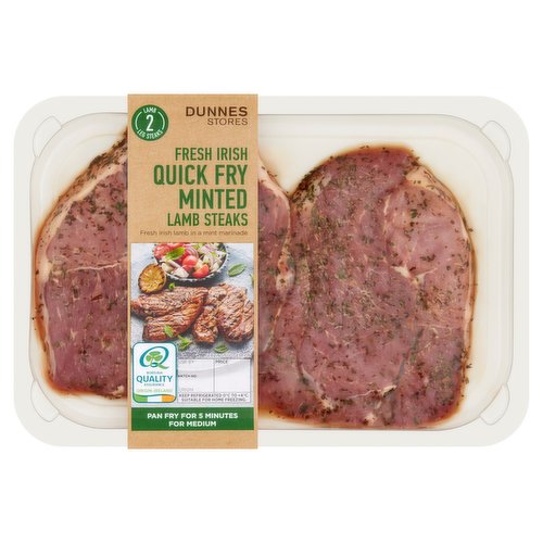 Dunnes Stores 2 Fresh Irish Quick Fry Minted Lamb Steaks 300g