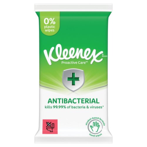 Kleenex® Proactive Care Antibacterial Plastic Free Hand Wipes - 12 Wipes