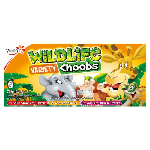 Wildlife Choobs Strawberry, Raspberry and Apricot Flavour Yogurt Tubes 6x37g