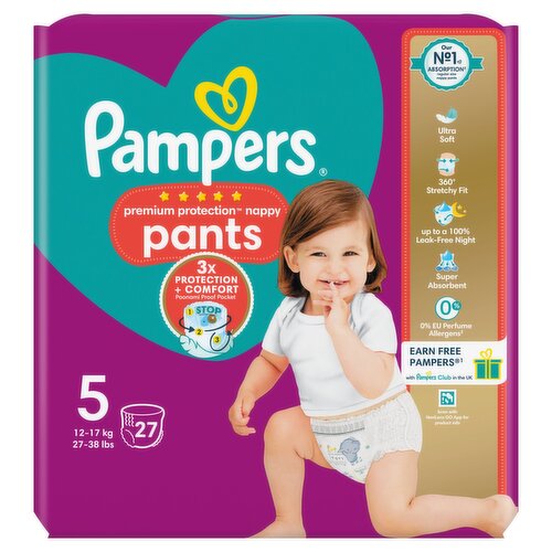 Pampers premium protection nappy pants hot sale size 5