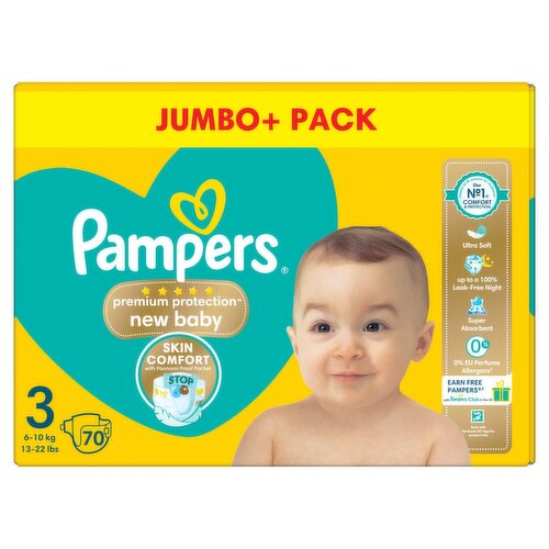 Pampers Premium Protection New Baby Size 3, 70 Nappies, 6-10kg