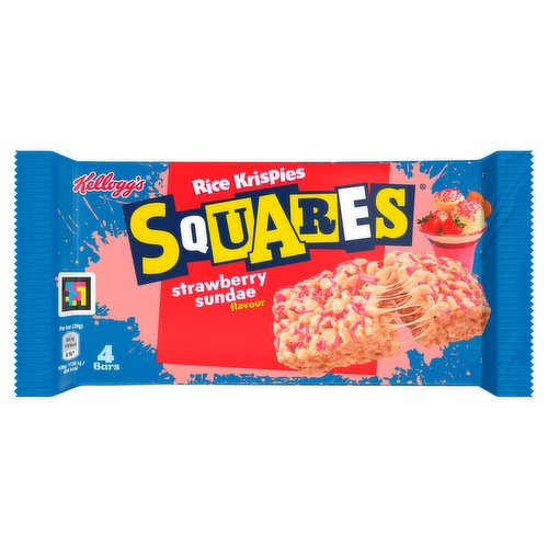 Kellogg's Rice Krispies Squares Strawberry Sundae Flavour Snack Bars 4x29g