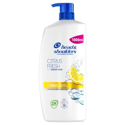 Head & Shoulders Citrus Fresh Anti-Dandruff Shampoo, Up To 100% Dandruff Protection,1000ml