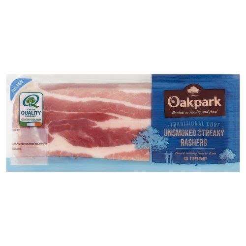 Oakpark Traditional Cure Unsmoked Streaky Rashers 250g