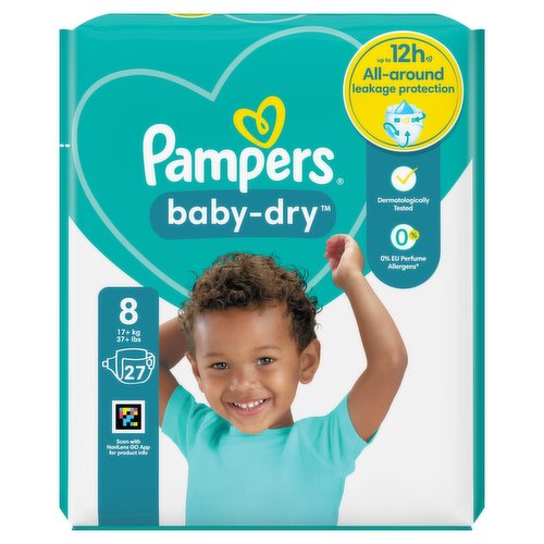 Pampers Baby-Dry Size 8, 27 Nappies, 17+kg