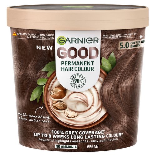 Garnier Good Permanent Hair Dye No Ammonia Formula 100% Grey Coverage 5.0 Coffee Roast Brown