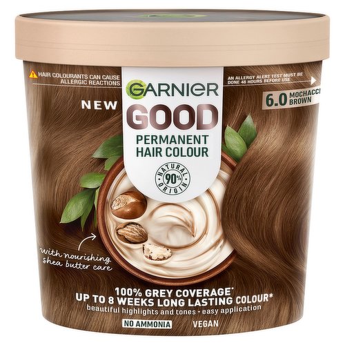 Garnier Good Permanent Hair Dye with No Amonia Formula 100% Grey Coverage 6.0 Mochaccino Brown