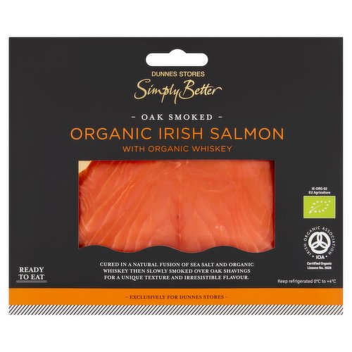 Dunnes Stores Simply Better Oak Smoked Organic Irish Salmon with Organic Whiskey 80g