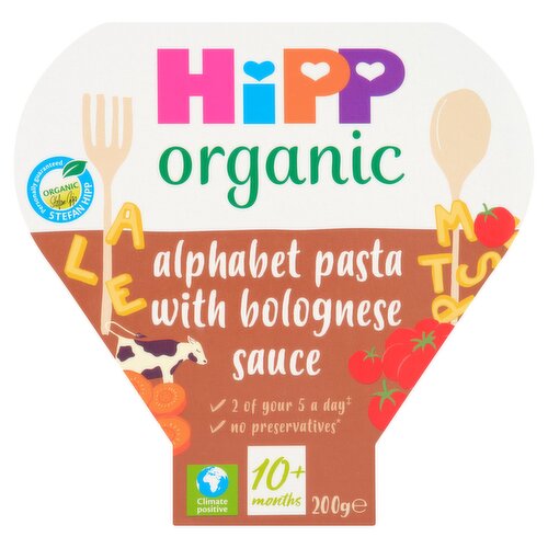 HiPP Organic Alphabet Pasta with Bolognese Sauce Tray Meal 10+ Months 200g