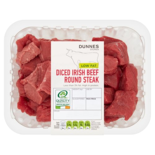 Dunnes Stores Low Fat Diced Irish Beef Round Steak 300g