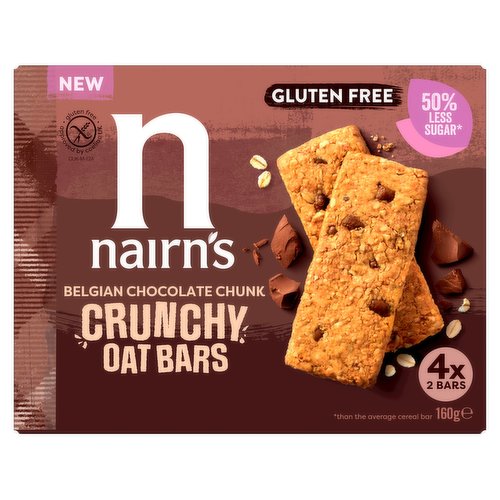 Nairn's 8 Belgian Chocolate Chunk Crunchy Oat Bars 160g