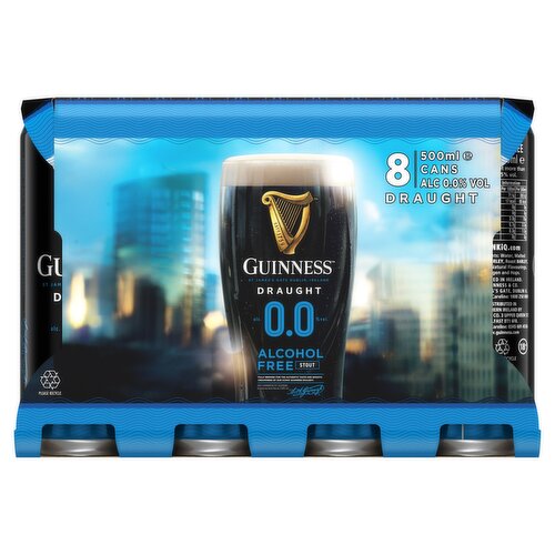 Guinness 0.0% Draught Alcohol Free Stout Beer  8x500ml Can