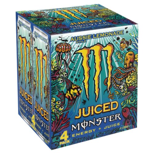 Monster Juiced Energy + Juice Aussie Lemonade Style 4 x 500ml