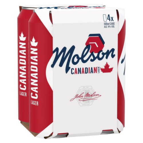 Molson Canadian Lager Beer 4 x 500ml Can