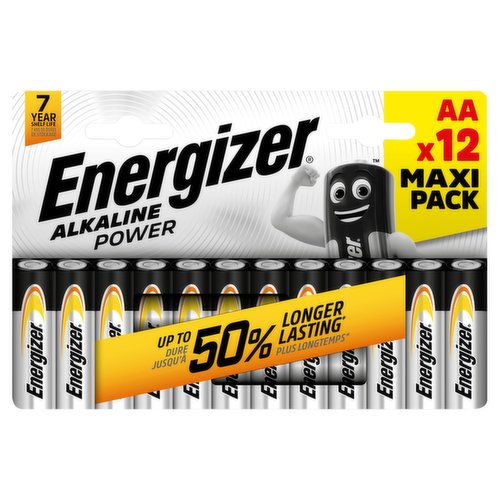 Energizer Alkaline Power AA Batteries, 12 Pack