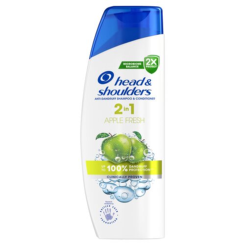 Head & Shoulders Apple Fresh 2in1 Anti Dandruff Shampoo, 330ml. Fresh Feeling, Apple Scent