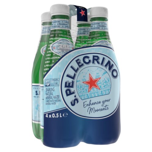 S. Pellegrino Sparkling Natural Mineral Water 4 x 0.5L