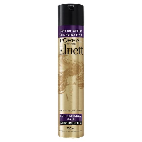 L'Oreal Hairspray by Elnett Care for Dry Damaged Hair Strong Hold Argan Oil Shine 300ml