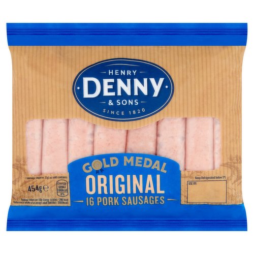 Henry Denny & Sons Gold Medal 16 Original Pork Sausages 454g