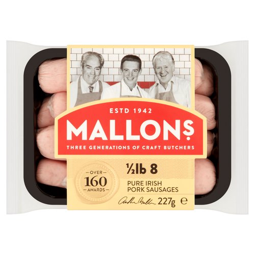 Mallon's 8 Pure Irish Pork Sausages 227g