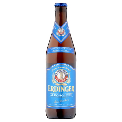 Non-Alcoholic Wheat beer<br/><br/><b>Further Description</b><br/>A varied and balanced diet and a healthy lifestyle are important!<br/><br/><b>Features</b><br/>Isotonic<br/>Vitamin-rich<br/>Reduced calories<br/><br/><b>Pack Size</b><br/>50cl ℮<br/><br/><br/><b>Ingredients</b><br/>Water<br/><span style='text-decoration: underline;'>Wheat Malt</span><br/><span style='text-decoration: underline;'>Barley Malt</span><br/>Hops<br/>Yeast<br/>Carbon Dioxide<br/><br/><b>Lower Age Limit</b><br/>Statutory - Years - 18<br/><br/><b>Storage Type</b><br/>Ambient<br/><br/><b>Web Address</b><br/>www.erdinger-alkoholfrei.de<br/><br/><b>Return To</b><br/>www.erdinger-alkoholfrei.de<br/>